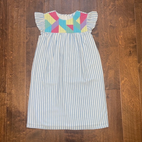 NWT Eyelet & Ivy Amy Girls Dress in Chambray Stripe Size: 14 price is firm - Picture 1 of 6